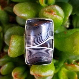 Black Agate Statement Ring 5.5